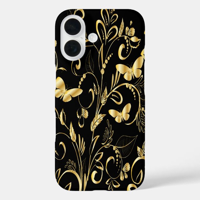 Stylish Printed Faux Gold Butterflies Case-Mate iPhone Case (Back)