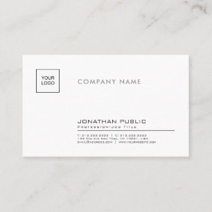 Stylish Professional Company Plain With Logo Business Card