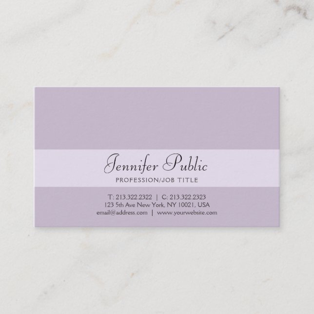 Stylish Professional Creative Design Violet Modern Business Card (Front)