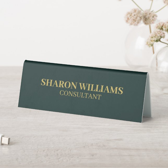 Stylish Professional Dark Green & Gold Minimalist (In SItu (Table))