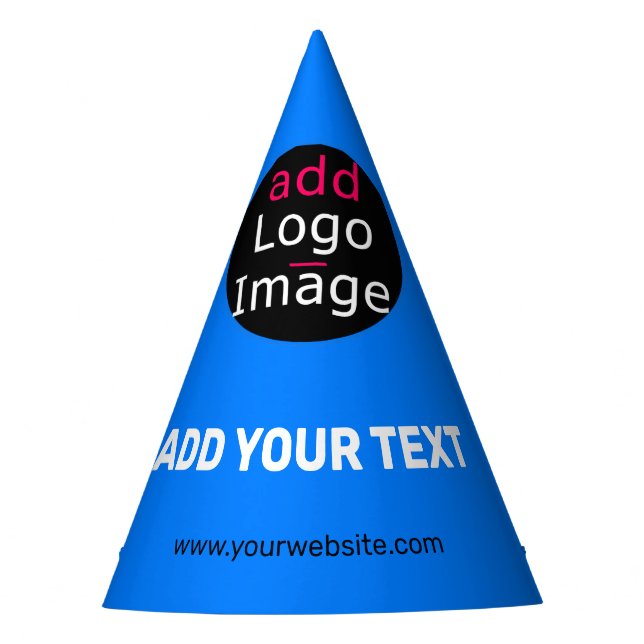 Stylish Professional Funny Custom Business Blue Party Hat (Front)