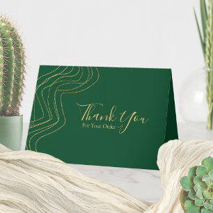 Stylish Professional Green/Gold Business Thank You Card