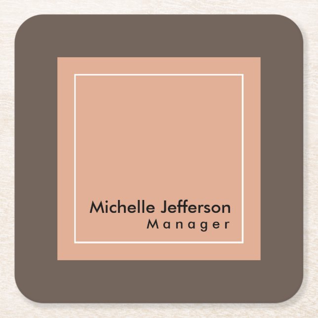Stylish Professional Manager Minimalist Square Paper Coaster (Front)
