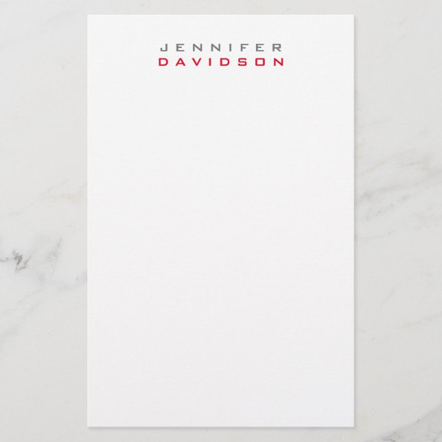 Stylish Professional Modern Name Stationery (Front)