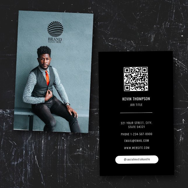 Stylish Professional Photo Business Logo QR Code Business Card (Stylish Professional Photo Business Logo QR Code Business Card)