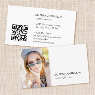 Stylish Professional Photo QR Code Chic Business Card