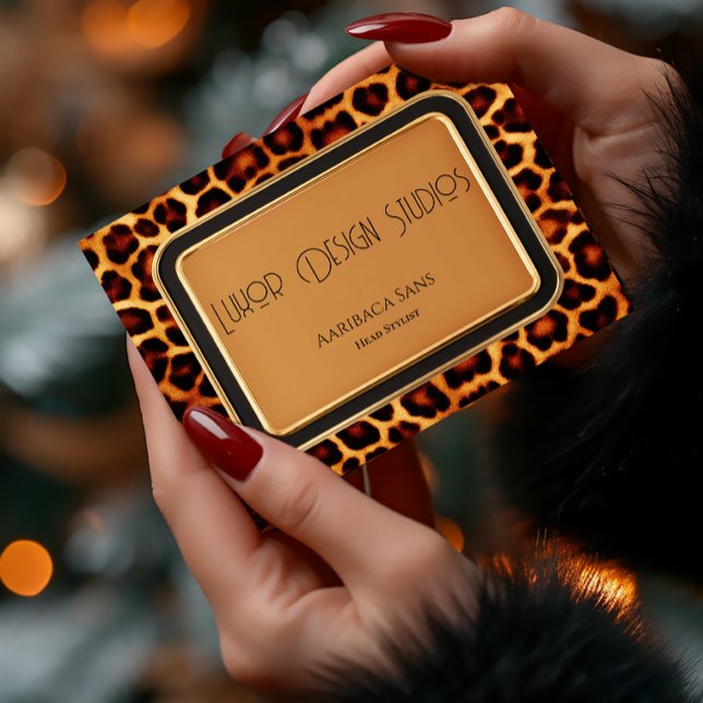 Stylish Professional Primal Instinct Leopard Print Business Card (Chic Leopard-Print Professional Business Cards)