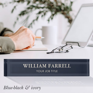 Stylish Professional Traditional Blue-Black Ivory Nameplate