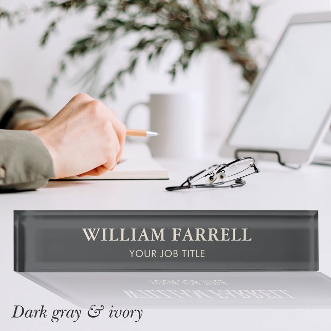 Stylish Professional Traditional Dark Grey Ivory Nameplate (Creator Uploaded)