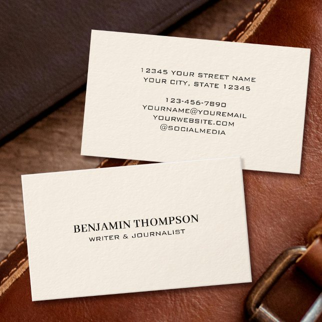 Stylish & Professional Typography Cream Black Business Card (Creator Uploaded)