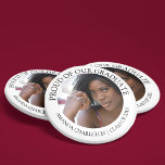 Stylish Proud Of Our Graduate | Photo  6 Cm Round Badge<br><div class="desc">A simple yet elegant graduation button personalised with your favourite photograph of your graduate and typography that reads 'proud of our graduate' their class and their name.</div>