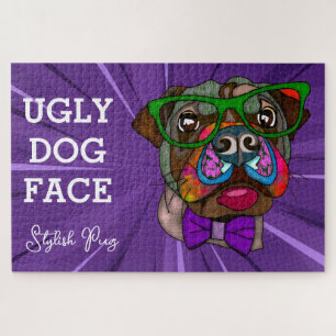 Stylish Pug ugly dog face 1000 piece Jigsaw Puzzle