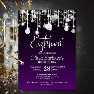 Stylish Purple 18th Birthday Party Invitation