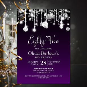 Stylish Purple 85th Birthday Party Invitation