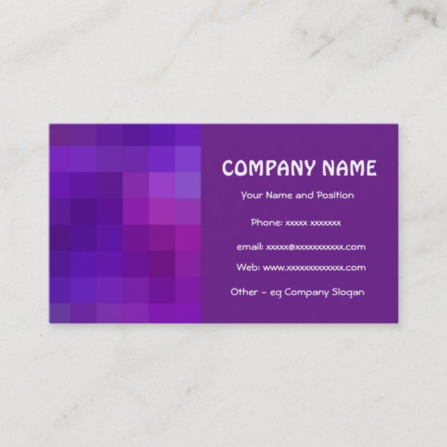 Stylish Purple and Dark Blue Business Card (Front)