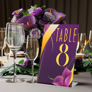 Stylish Purple and Gold Calla Lily Larger Sized Pedestal Sign