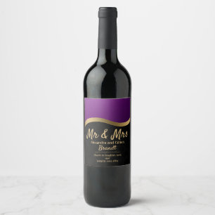 Stylish Purple and Gold Wine Label