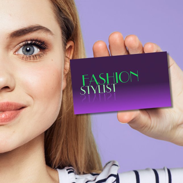 Stylish Purple and Green Mirror Font Professional Business Card (Creator Uploaded)