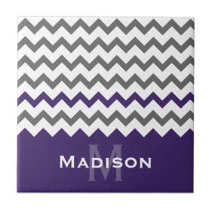 Stylish Purple and Grey Chevron Pattern Tile
