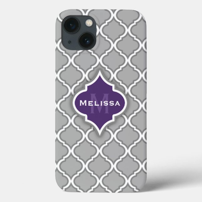 Stylish Purple and Grey Moroccan Tile Pattern Case (Back)