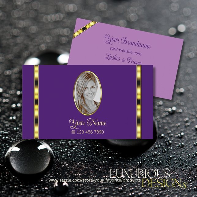 Stylish Purple and Lilac with Photo Professional Business Card (Creator Uploaded)
