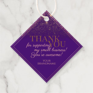 Stylish Purple and Rose Gold Packaging Thank You Favour Tags