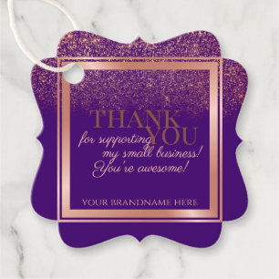 Stylish Purple and Rose Gold Packaging Thank You Favour Tags