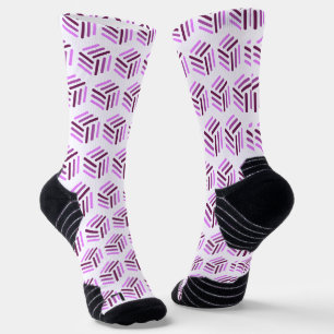 Stylish Purple and White Socks Hexagon Design