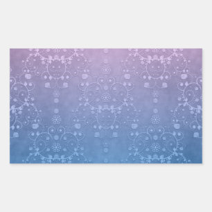 Stylish Purple Blue Floral Damask Pattern Rectangular Sticker