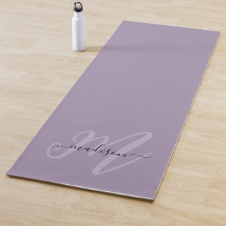 Stylish Purple Boho Script Monogram and Name Yoga Mat