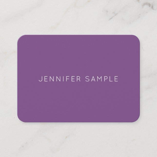 Stylish Purple Colour Professional Minimalist Cool Business Card (Front)