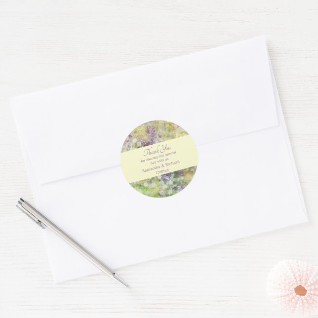 Stylish Purple Floral Garden Classic Round Sticker (Envelope)