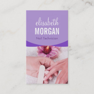 Stylish Purple Floral Nail Salon Manicure SPA Business Card