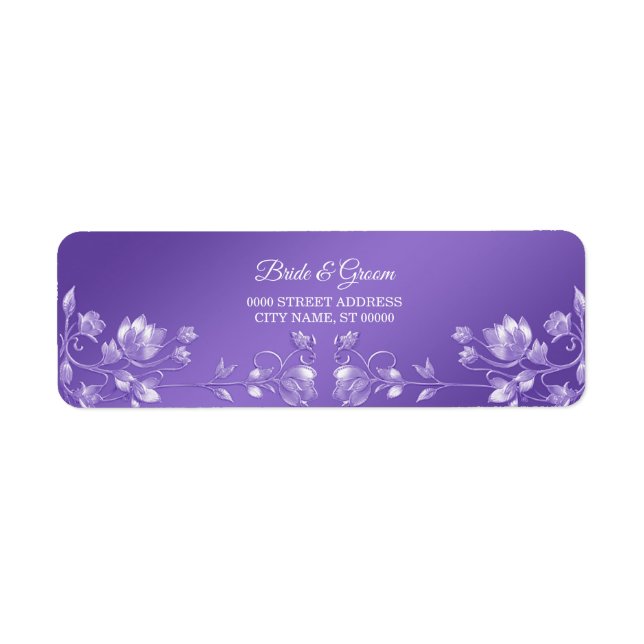 Stylish Purple Floral Return Address Label (Front)