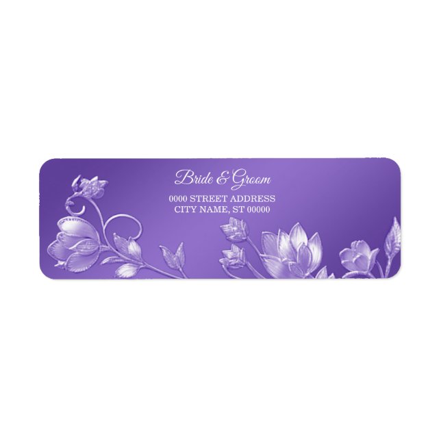 Stylish Purple Floral Return Address Label (Front)