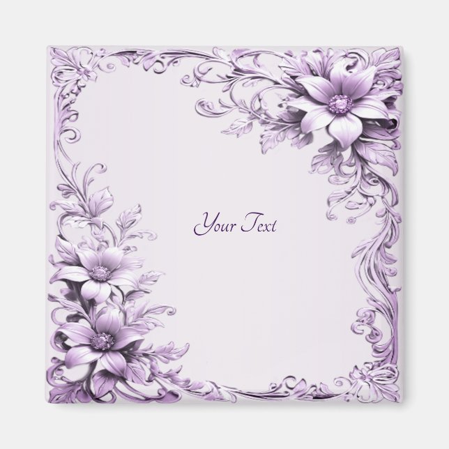 Stylish Purple Flowers Magnet (Front)