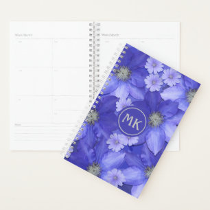 Stylish Purple Flowers Monogram Planner