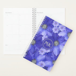 Stylish Purple Flowers Monogram Planner