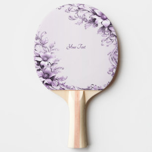 Stylish Purple Flowers Ping Pong Paddle