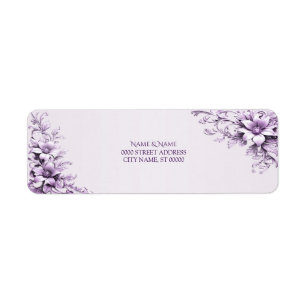 Stylish Purple Flowers Return Address Label
