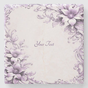 Stylish Purple Flowers Stone Coaster
