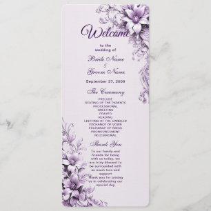 Stylish Purple Flowers Wedding Program
