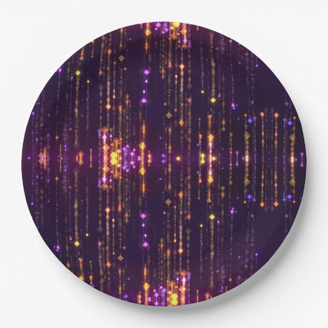 Stylish Purple Glitter Gold Mogern Sparkl  Paper Plate (Front)