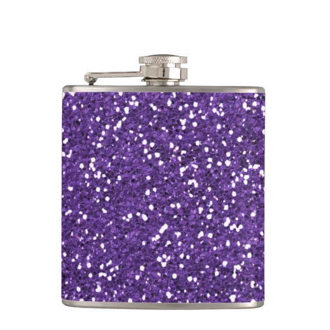 Stylish Purple Glitter Hip Flask (Front)