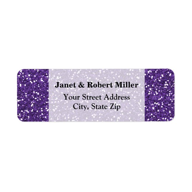Stylish Purple Glitter Return Address Label (Front)