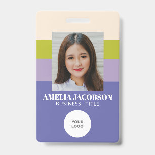 Stylish Purple Green Employee Photo ID and Logo  Badge