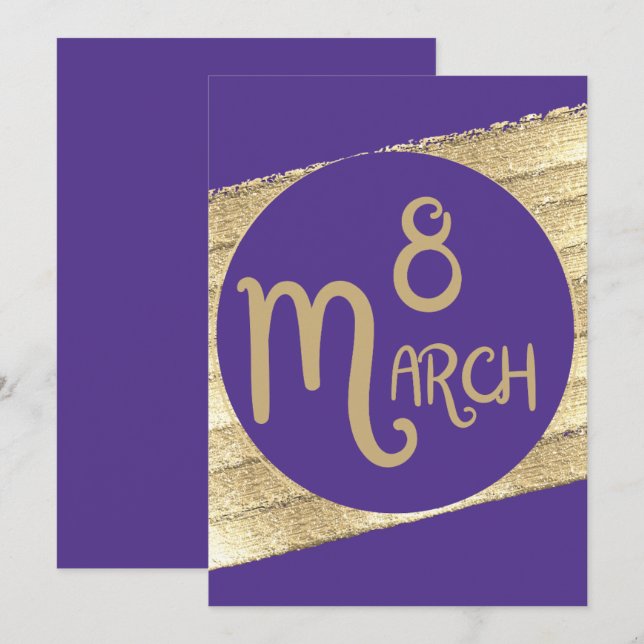 Stylish purple international Women's Day 2025 card (Front/Back)