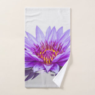 Stylish Purple Lotus Flower Landscape, Zen Bath Towel Set