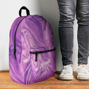 Stylish Purple Marble Back To School Modern Printed Backpack
