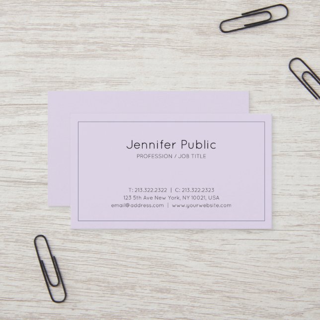Stylish Purple Modern Design Luxury Silk Finish Business Card (Front/Back In Situ)